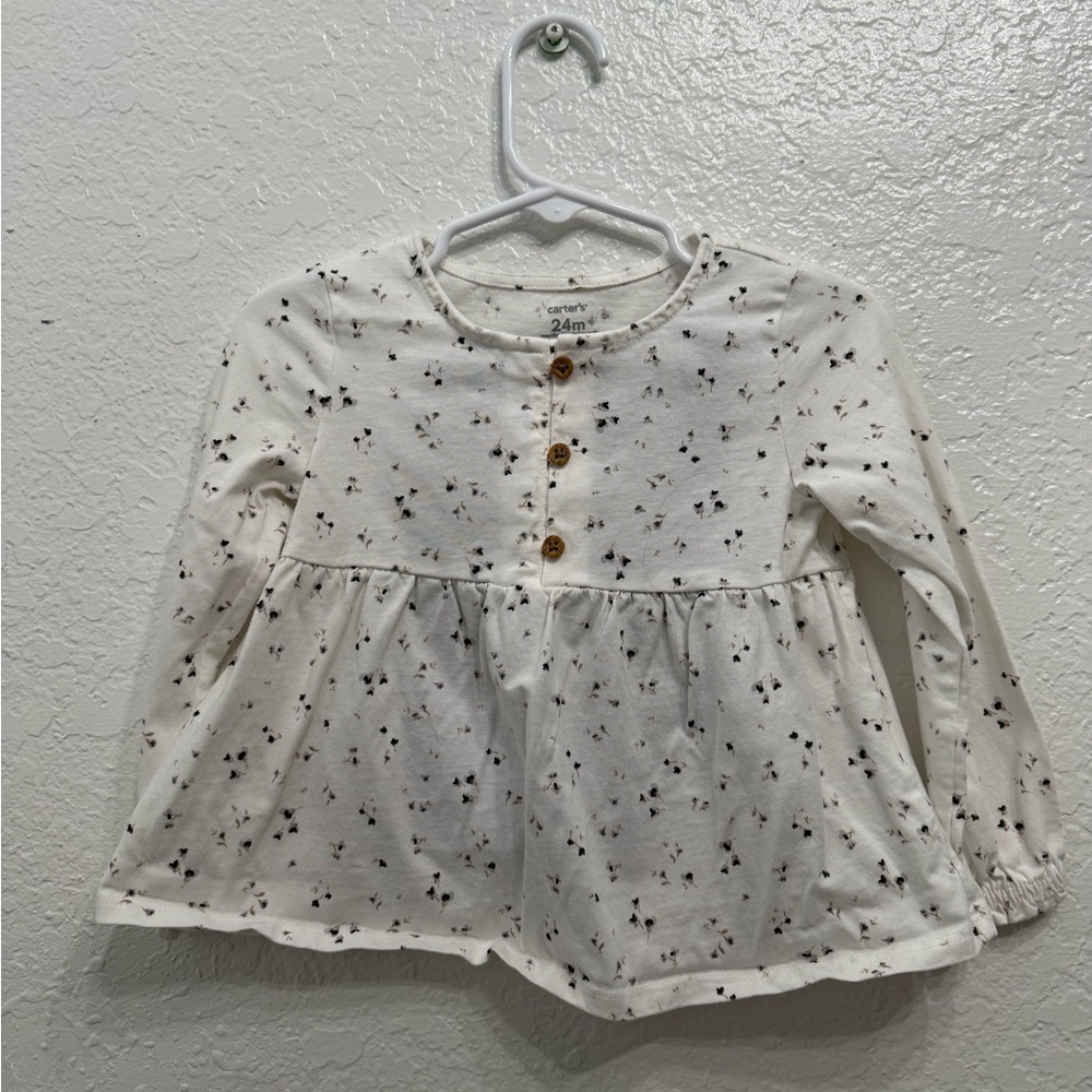 Carter's White Floral Kids Top &  black leggings